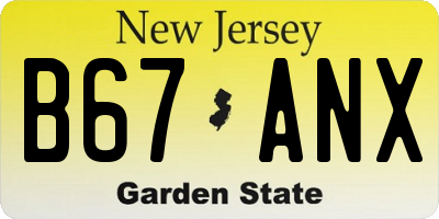 NJ license plate B67ANX