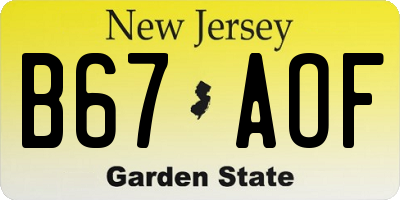 NJ license plate B67AOF