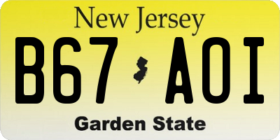 NJ license plate B67AOI