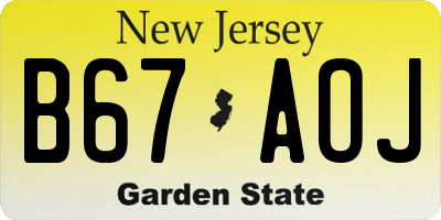 NJ license plate B67AOJ