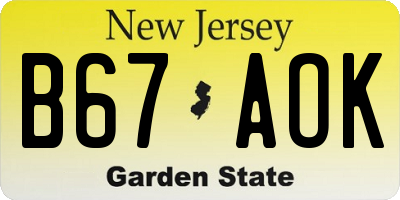 NJ license plate B67AOK