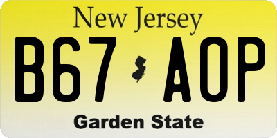 NJ license plate B67AOP