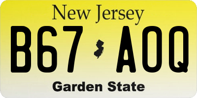 NJ license plate B67AOQ