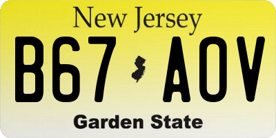 NJ license plate B67AOV