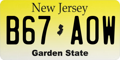 NJ license plate B67AOW