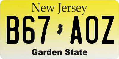 NJ license plate B67AOZ