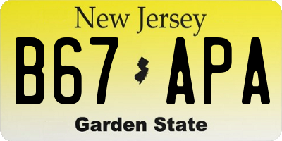 NJ license plate B67APA