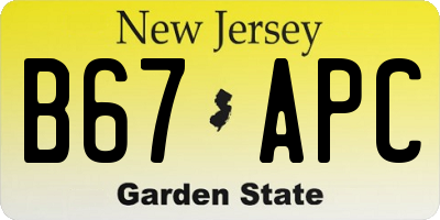 NJ license plate B67APC