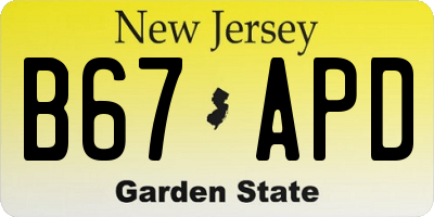 NJ license plate B67APD