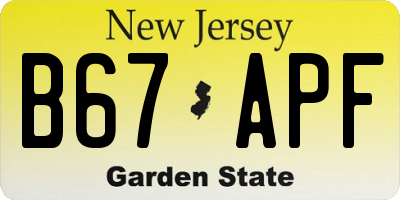 NJ license plate B67APF