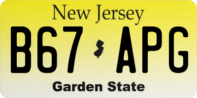 NJ license plate B67APG
