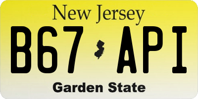 NJ license plate B67API