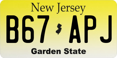 NJ license plate B67APJ