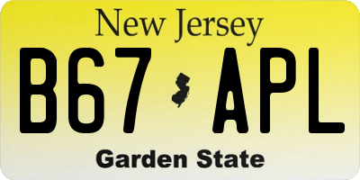 NJ license plate B67APL