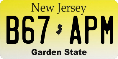 NJ license plate B67APM