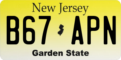 NJ license plate B67APN