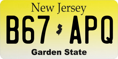 NJ license plate B67APQ