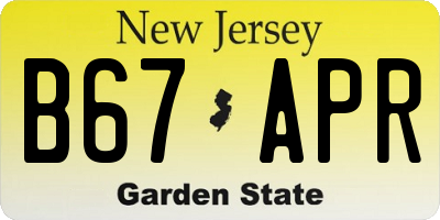 NJ license plate B67APR