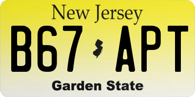 NJ license plate B67APT
