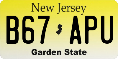 NJ license plate B67APU