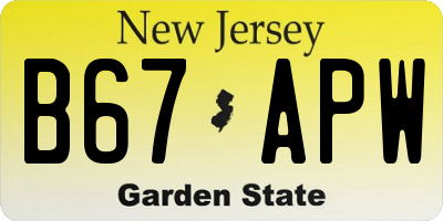 NJ license plate B67APW