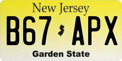 NJ license plate B67APX