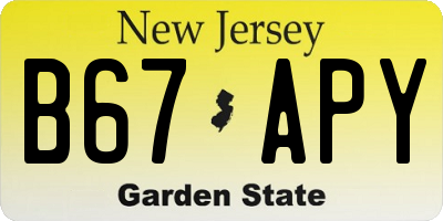 NJ license plate B67APY