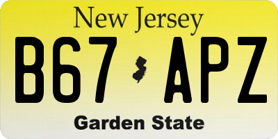 NJ license plate B67APZ