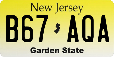 NJ license plate B67AQA