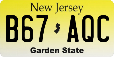 NJ license plate B67AQC
