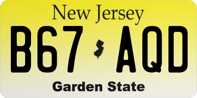 NJ license plate B67AQD