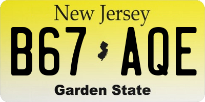 NJ license plate B67AQE