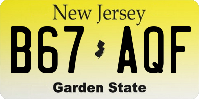 NJ license plate B67AQF