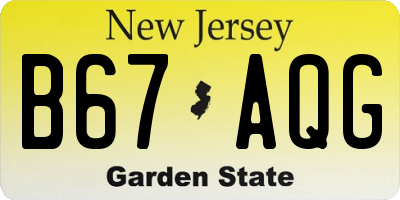 NJ license plate B67AQG