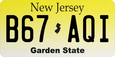 NJ license plate B67AQI