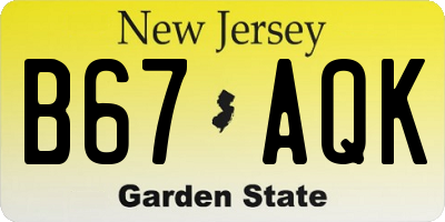 NJ license plate B67AQK