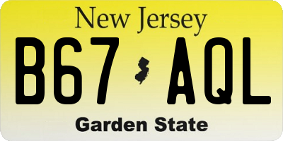 NJ license plate B67AQL