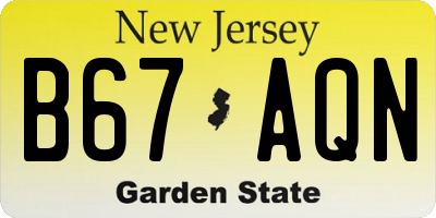 NJ license plate B67AQN