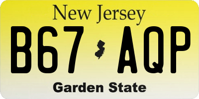 NJ license plate B67AQP