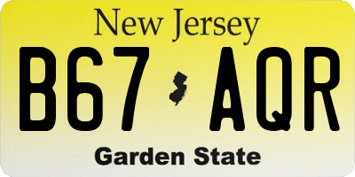 NJ license plate B67AQR