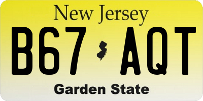 NJ license plate B67AQT