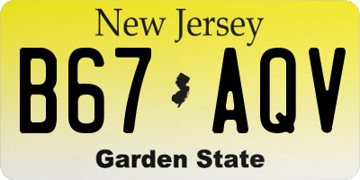 NJ license plate B67AQV
