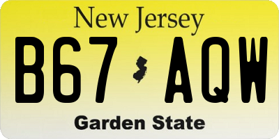 NJ license plate B67AQW