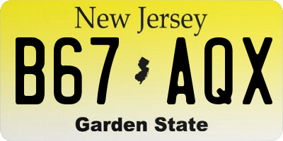NJ license plate B67AQX