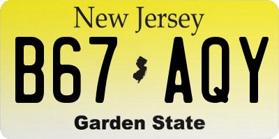 NJ license plate B67AQY