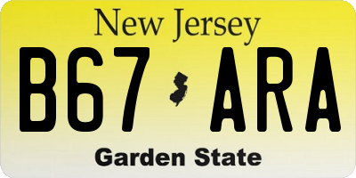 NJ license plate B67ARA
