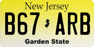 NJ license plate B67ARB