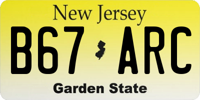 NJ license plate B67ARC