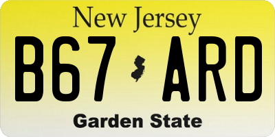 NJ license plate B67ARD