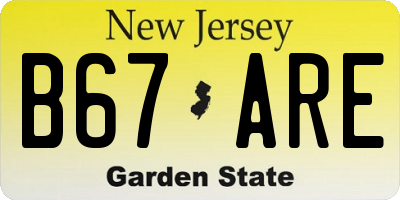 NJ license plate B67ARE